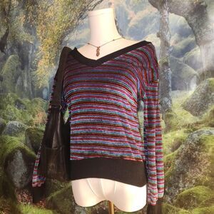 vintage 70s velvety striped sweater